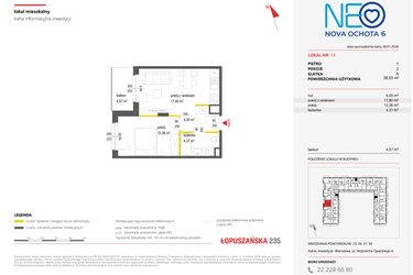 Rzut - Mieszkanie na sprzedaż 2 pokoje o powierzchni 38,53 m² - numer 14 w Neo Nova Ochota 6