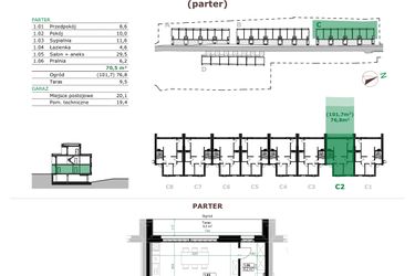 Rzut - Mieszkanie na sprzedaż 3 pokoje o powierzchni 70,5 m² - numer C.2.1 w Dębowe Zacisze