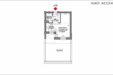 Rzut - Mieszkanie na sprzedaż 1 pokój o powierzchni 27,59 m² - numer 3m.30 w Osiedle Rytm etap 2