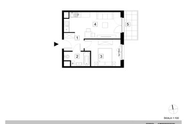 Rzut - Mieszkanie na sprzedaż 2 pokoje o powierzchni 36,58 m² - numer A1-2-17 w Hipoteczna Park