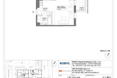 Rzut - Mieszkanie na sprzedaż 1 pokój o powierzchni 30,88 m² - numer I1.1M21 w Nowa Wałowa bud. I1