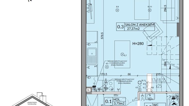Rzut - Dom na sprzedaż 3 pokoje o powierzchni 72,53 m² - numer 49A w Nova Magdalenka 7 etap IX-XII