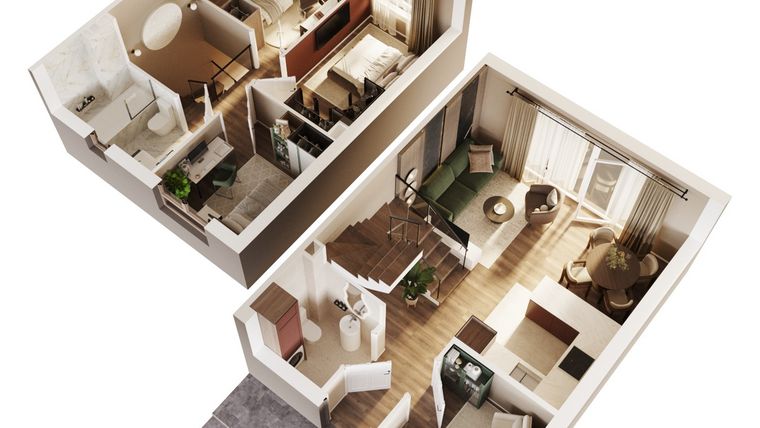 Rzut - Dom na sprzedaż 5 pokoi o powierzchni 71,52 m² - numer 6B w Osiedle Stokrotki