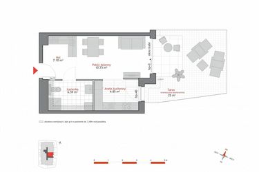 Rzut - Mieszkanie na sprzedaż 1 pokój o powierzchni 36,27 m² - numer A2.0.7 w Atrium Oliva