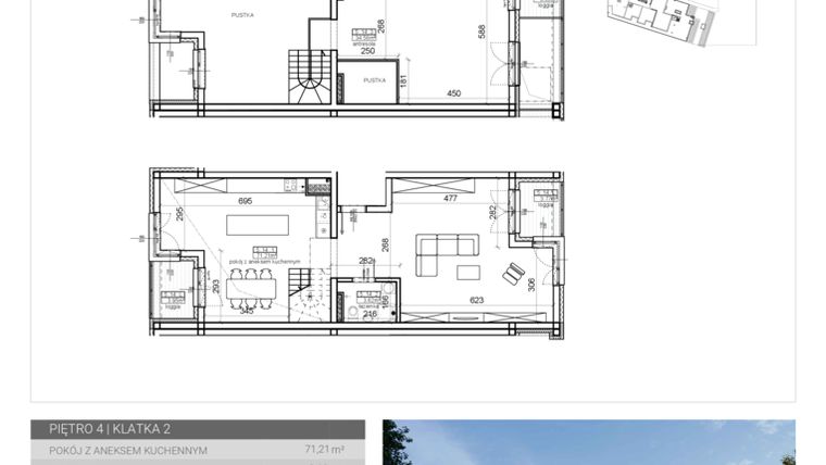 Rzut - Mieszkanie na sprzedaż 1 pokój o powierzchni 113,76 m² - numer 74 w Wave etap II