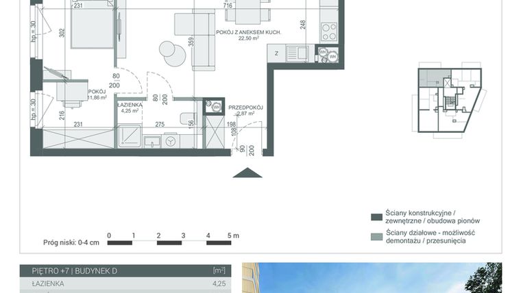 Rzut - Mieszkanie na sprzedaż 2 pokoje o powierzchni 41,48 m² - numer M-40 w Unikat Apartamenty D