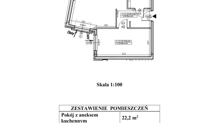 Rzut - Mieszkanie na sprzedaż 2 pokoje o powierzchni 46,5 m² - numer 33/35 w Robotnicza