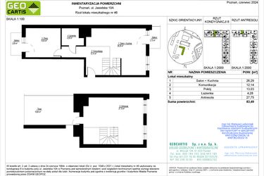 Rzut - Mieszkanie na sprzedaż 3 pokoje o powierzchni 83,49 m² - numer B46 w Jasielska 8C