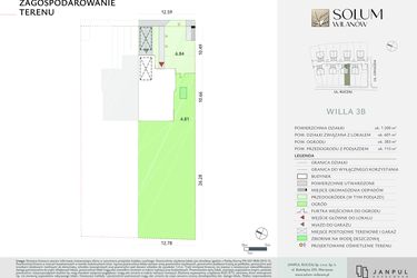 Rzut - Dom na sprzedaż 5 pokoi o powierzchni 156,64 m² - numer 3B w Solum Wilanów