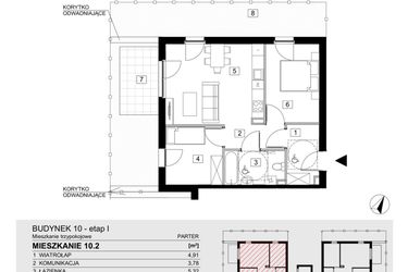 Rzut - Mieszkanie na sprzedaż 3 pokoje o powierzchni 54,15 m² - numer 10.2 w Jasieny
