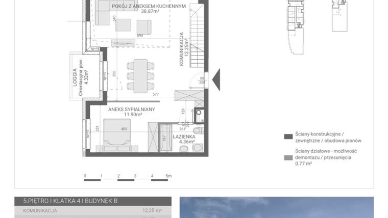 Rzut - Mieszkanie na sprzedaż 1 pokój o powierzchni 113,19 m² - numer 143. w Osiedle Parkowa etap B