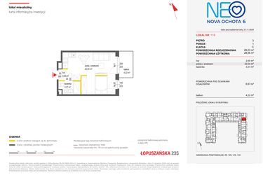 Rzut - Mieszkanie na sprzedaż 1 pokój o powierzchni 29,26 m² - numer 119 w Neo Nova Ochota 6