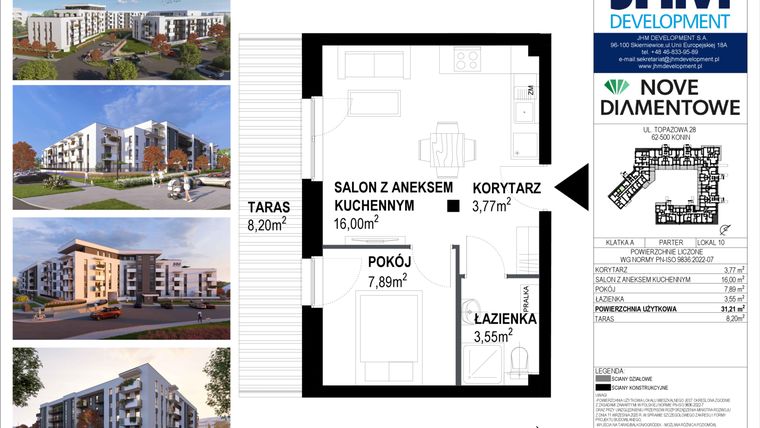 Rzut - Mieszkanie na sprzedaż 2 pokoje o powierzchni 31,51 m² - numer 10 w Nove Diamentowe