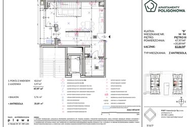 Rzut - Mieszkanie na sprzedaż 2 pokoje o powierzchni 89,83 m² - numer 94 w Apartamenty Poligonowa etap 4