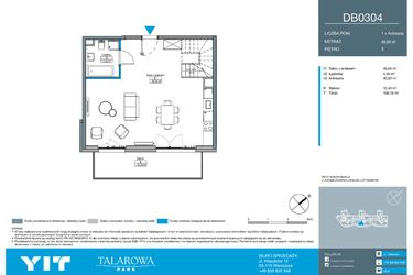 Rzut - Mieszkanie na sprzedaż 2 pokoje o powierzchni 89,99 m² - numer DB0304 w Talarowa Park II