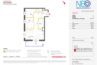 Rzut - Mieszkanie na sprzedaż 3 pokoje o powierzchni 53,76 m² - numer 3 w Neo Nova Ochota 2