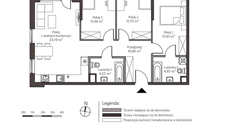 Rzut - Mieszkanie na sprzedaż 4 pokoje o powierzchni 80,18 m² - numer 5A/8 w Nowy Goszyn