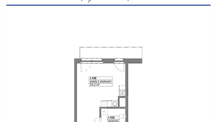Rzut - Mieszkanie na sprzedaż 1 pokój o powierzchni 31,1 m² - numer 108 w Reda City etap III