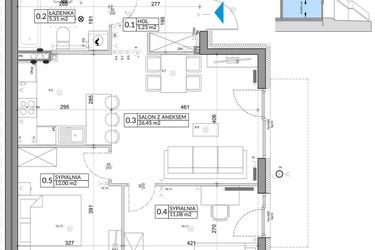 Rzut - Mieszkanie na sprzedaż 3 pokoje o powierzchni 62,2 m² - numer 40A w Osiedle Młodych etap V