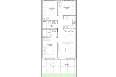 Rzut - Dom na sprzedaż 3 pokoje o powierzchni 67,5 m² - numer 0-2 w Domy w Pilar de la Horadada - 28050948