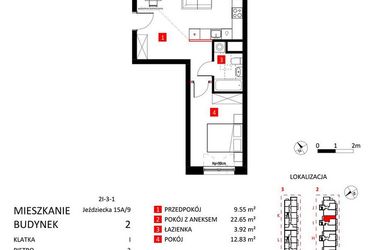 Rzut - Mieszkanie na sprzedaż 2 pokoje o powierzchni 48,95 m² - numer AJ_15A/9 w Apartamenty Jeździecka