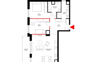 Rzut - Mieszkanie na sprzedaż 3 pokoje o powierzchni 77,66 m² - numer F.1.7 w INSPIRE ETAP V – bud. F, G