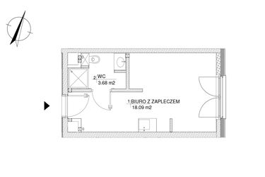 Rzut - Lokal użytkowy na sprzedaż 1 pokój o powierzchni 21,77 m² - numer 51 w RZ21