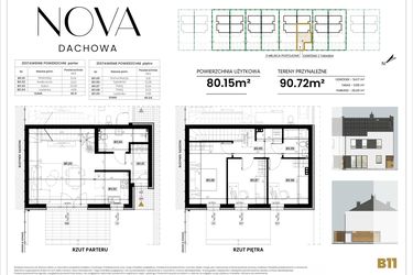 Rzut - Dom na sprzedaż 4 pokoje o powierzchni 80,15 m² - numer B11 w Nova Dachowa II