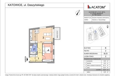 Rzut - Mieszkanie na sprzedaż 2 pokoje o powierzchni 48,18 m² - numer B23 w Daszyńskiego Park