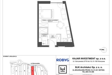 Rzut - Mieszkanie na sprzedaż 1 pokój o powierzchni 29,43 m² - numer C.0M09 w Foresteria