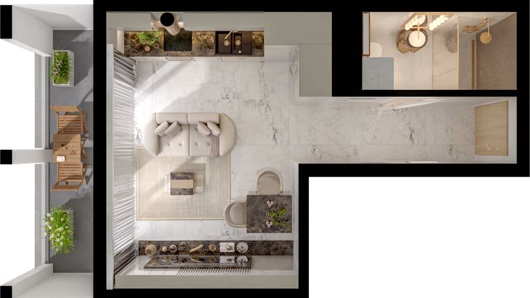 Rzut - Mieszkanie na sprzedaż 1 pokój o powierzchni 27,86 m² - numer A6/4/40 w GEMINI G-7