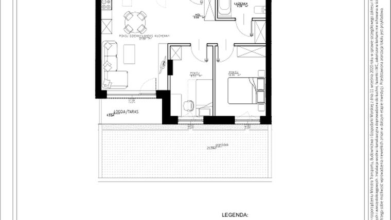 Rzut - Mieszkanie na sprzedaż 3 pokoje o powierzchni 53,75 m² - numer A3 w Osiedle pod Klonami "Klonowa 11"