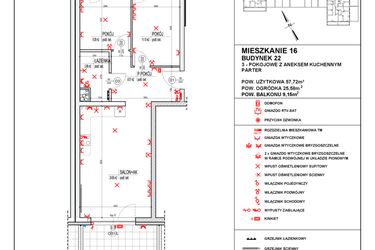 Rzut - Mieszkanie na sprzedaż 3 pokoje o powierzchni 57,72 m² - numer 22_16 w Osiedle 4 Pory Roku - Etap VIII