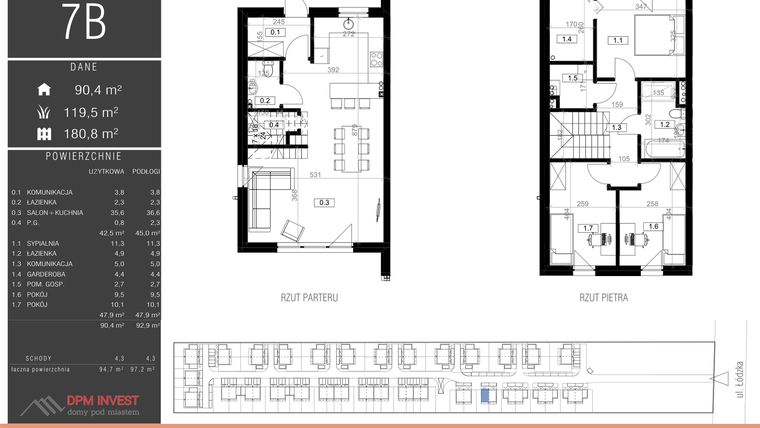Rzut - Dom na sprzedaż 4 pokoje o powierzchni 94,7 m² - numer 7B w Family Park Ksawerów IV