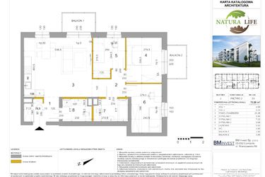 Rzut - Mieszkanie na sprzedaż 4 pokoje o powierzchni 70,08 m² - numer J33 w Osiedle Natura Life budynki JK