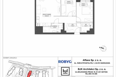 Rzut - Mieszkanie na sprzedaż 3 pokoje o powierzchni 60,81 m² - numer A.3M15 w WENDY