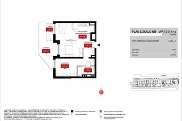 Rzut - Mieszkanie na sprzedaż 1 pokój o powierzchni 55,55 m² - numer WR1 2/0/1/1a w Przystań Reymonta