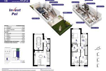 Rzut - Dom na sprzedaż 5 pokoi o powierzchni 117,27 m² - numer 5B w Villa Park Gdańsk etap III