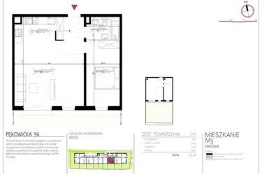 Rzut - Mieszkanie na sprzedaż 2 pokoje o powierzchni 57,46 m² - numer 3 w Pękowicka 96