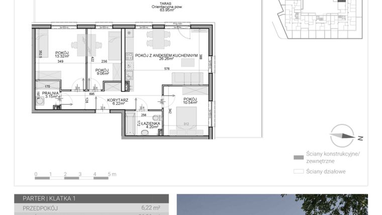 Rzut - Mieszkanie na sprzedaż 4 pokoje o powierzchni 72,4 m² - numer M-1 w Osiedle Radosne II