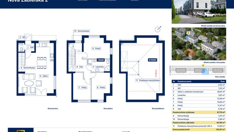 Rzut - Dom na sprzedaż 4 pokoje o powierzchni 93,99 m² - numer 8 w Nova Zabielska 2