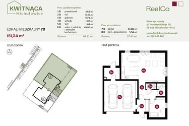 Rzut - Dom na sprzedaż 6 pokoi o powierzchni 151,34 m² - numer 7B w Michałowice Kwitnąca