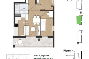Rzut - Mieszkanie na sprzedaż 3 pokoje o powierzchni 48,65 m² - numer 61 w Słomczyńskiego Widoki