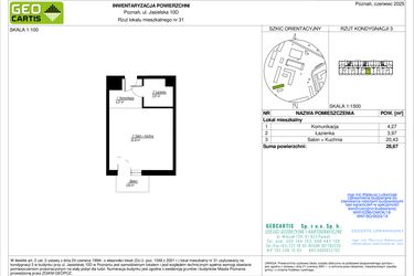 Rzut - Mieszkanie na sprzedaż 1 pokój o powierzchni 28,67 m² - numer 10D/31 w Jasielska 8C etap II