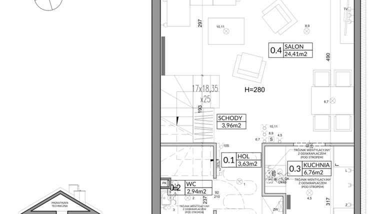 Rzut - Dom na sprzedaż 4 pokoje o powierzchni 83,33 m² - numer 30A w Nova Magdalenka 7 etap IV