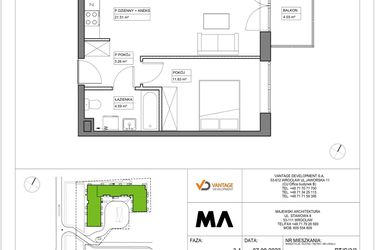 Rzut - Mieszkanie na sprzedaż 2 pokoje o powierzchni 41,19 m² - numer PT/C/3/3 w Przystanek Tarnogaj