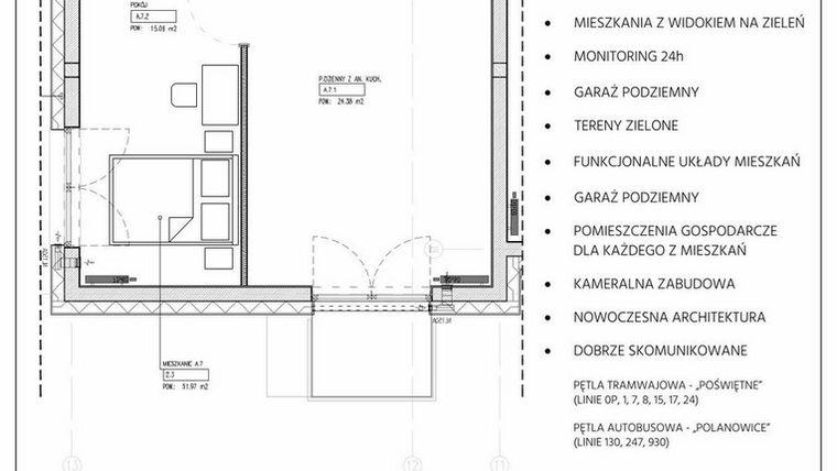 Rzut - Mieszkanie na sprzedaż 3 pokoje o powierzchni 54,07 m² - numer 234/7 w Kamieńskiego 232