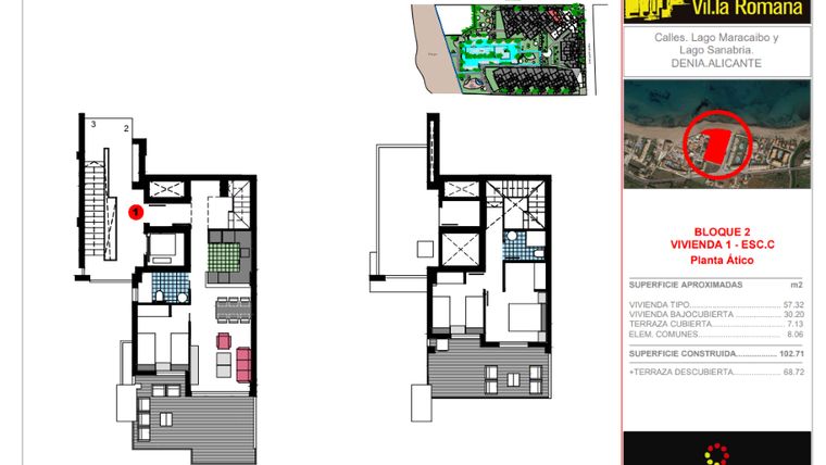 Rzut - Mieszkanie na sprzedaż 3 pokoje o powierzchni 102,71 m² - numer A-C-1 w Residencial L 'Estanyo Vil.la Romana