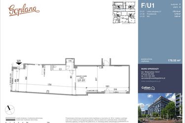 Rzut - Lokal użytkowy na sprzedaż 1 pokój o powierzchni 178,55 m² - numer F/U1 w Goplana budynek F