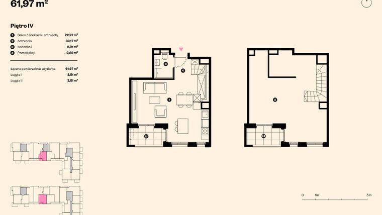 Rzut - Mieszkanie na sprzedaż 3 pokoje o powierzchni 61,91 m² - numer 53 w Sołtysowska